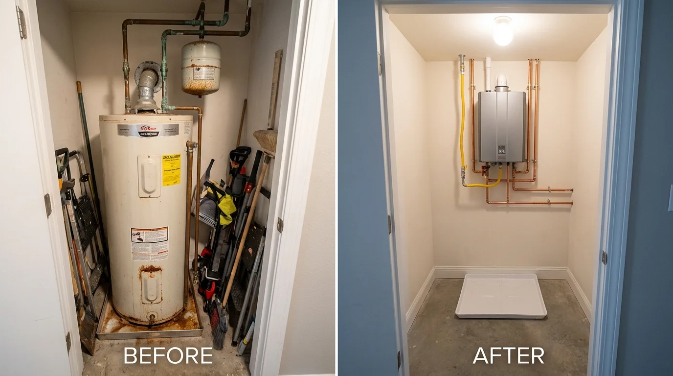 Tank water heater versus wall-mounted tankless unit comparison for Houghton, MI homeowners